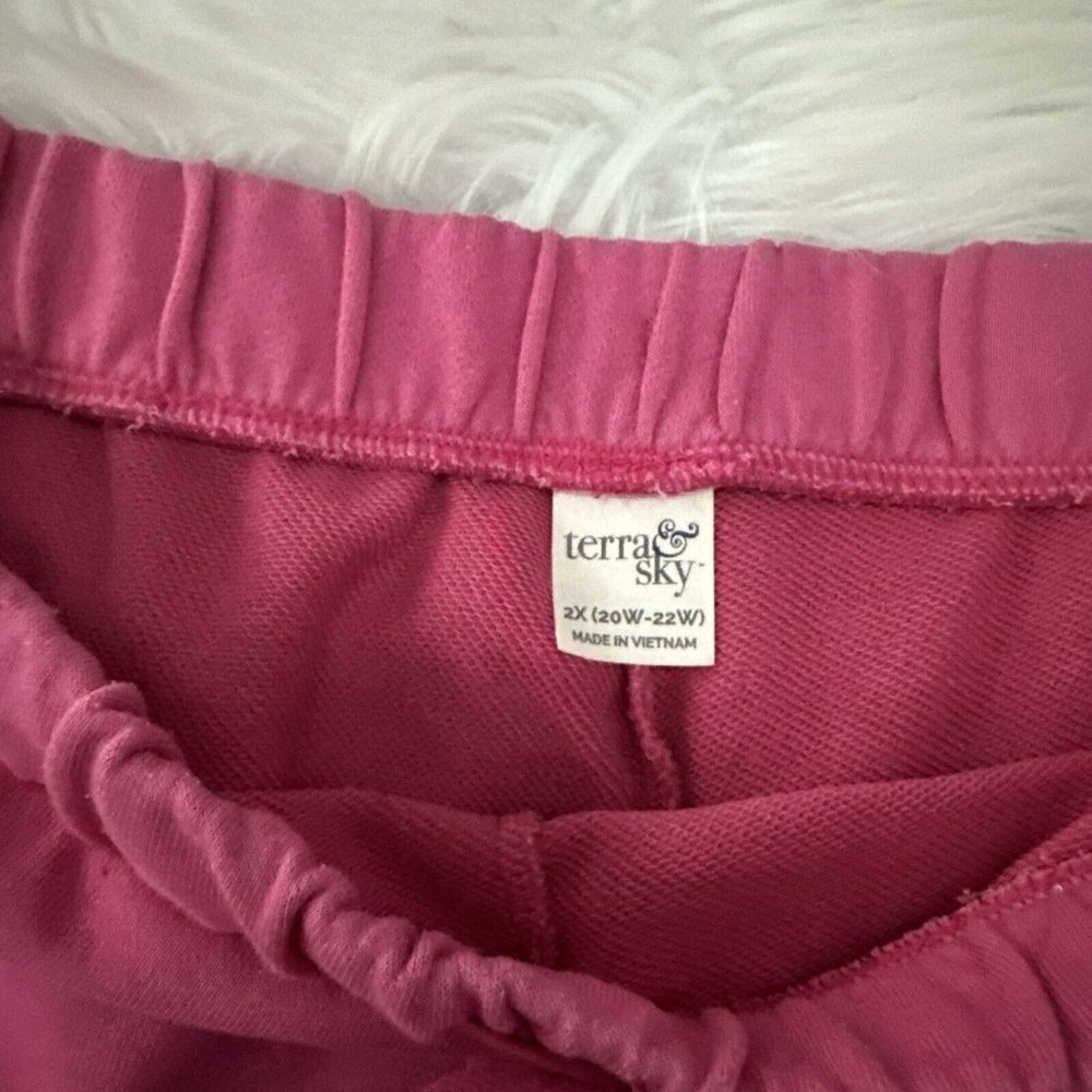 Terra & Sky womens NWT pink knit sweat shorts 2X 20W-22W elastic waist comfort - Picture 5 of 12